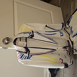 2 piece White & Multi colored 2x suite